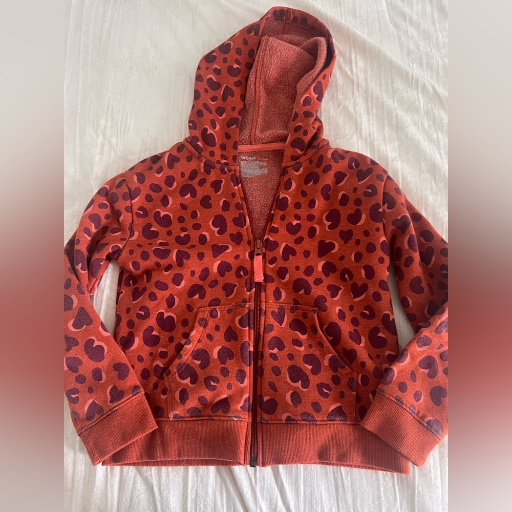 Kids Heart Print Hoodie - Red